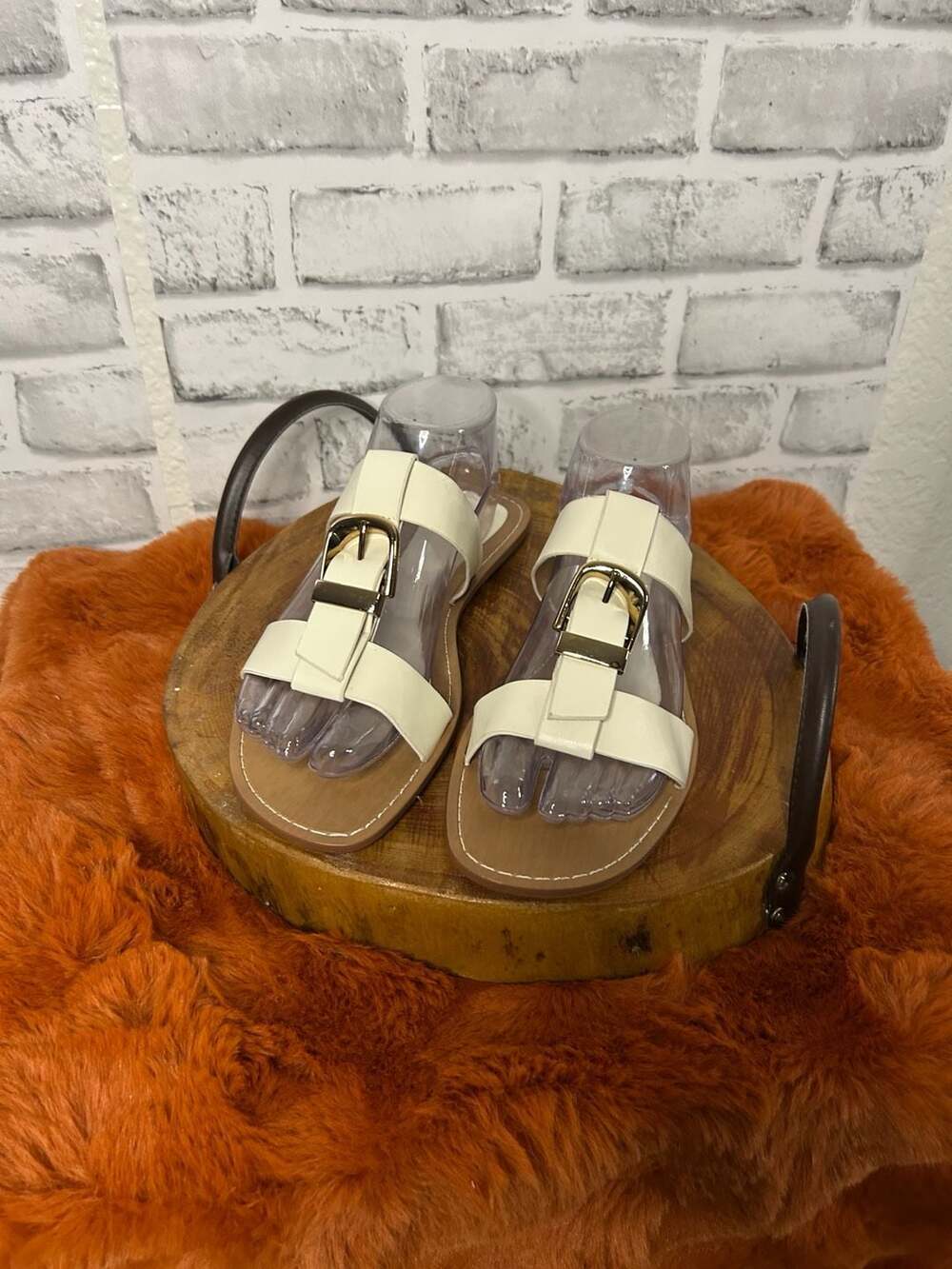 Zara Double-Strap Flat Sandals with Buckle in White